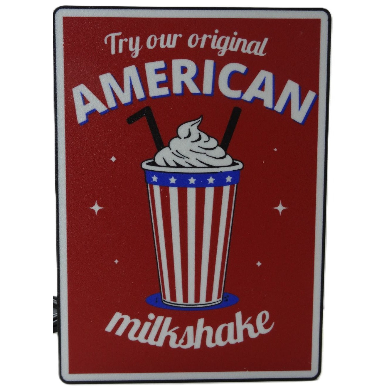 American Milkshake Retro LED Lightbox Sign (10"x7") – Vintage Diner Decor, Soda Fountain Wall Art & Metal Light-Up Display