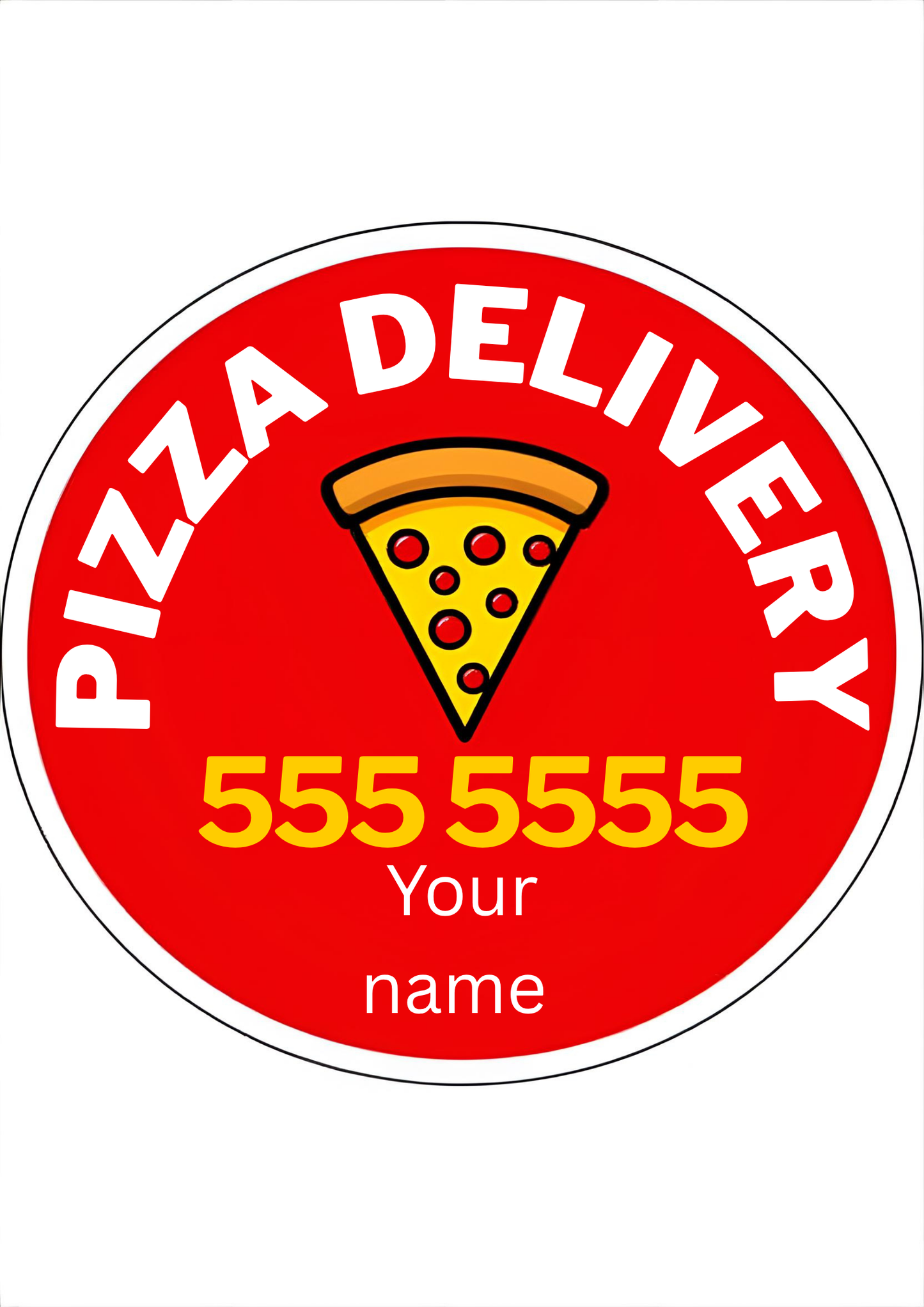 Custom Pizza Delivery LED Car Sign (6" USB Powered) – Personalized Dashboard Lightbox with Name & Phone Number