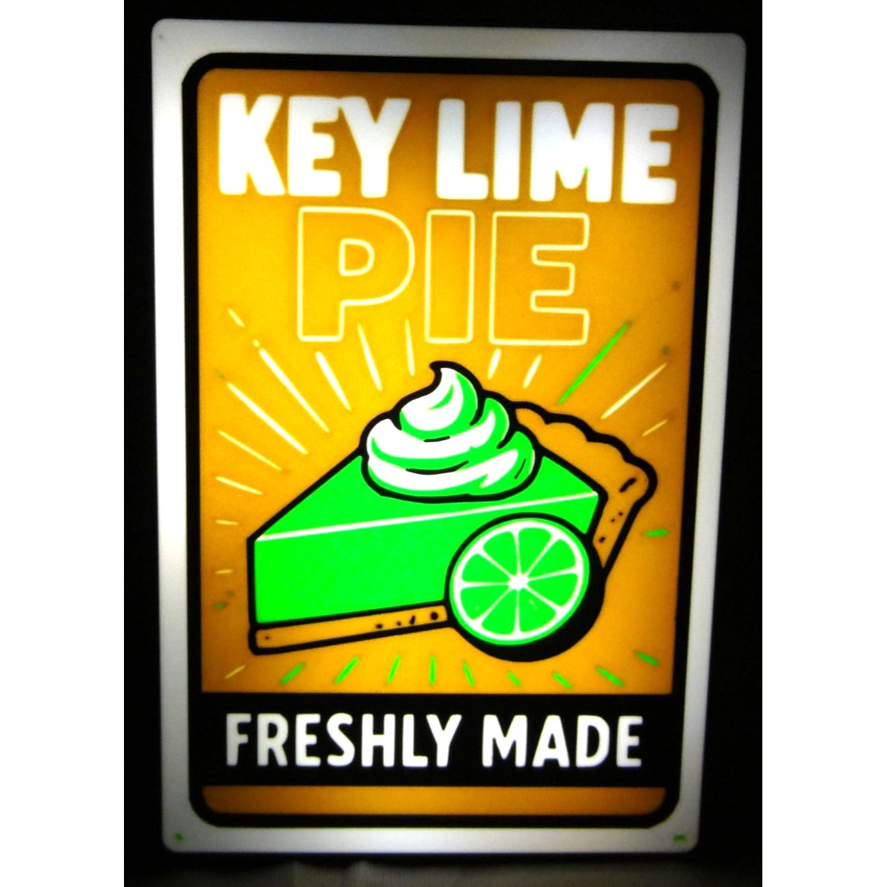 "Key Lime Pie Freshly Made" LED Light-Up Sign (10"x7") – Retro Dessert Lightbox for Diner, Cafe & Kitchen Decor