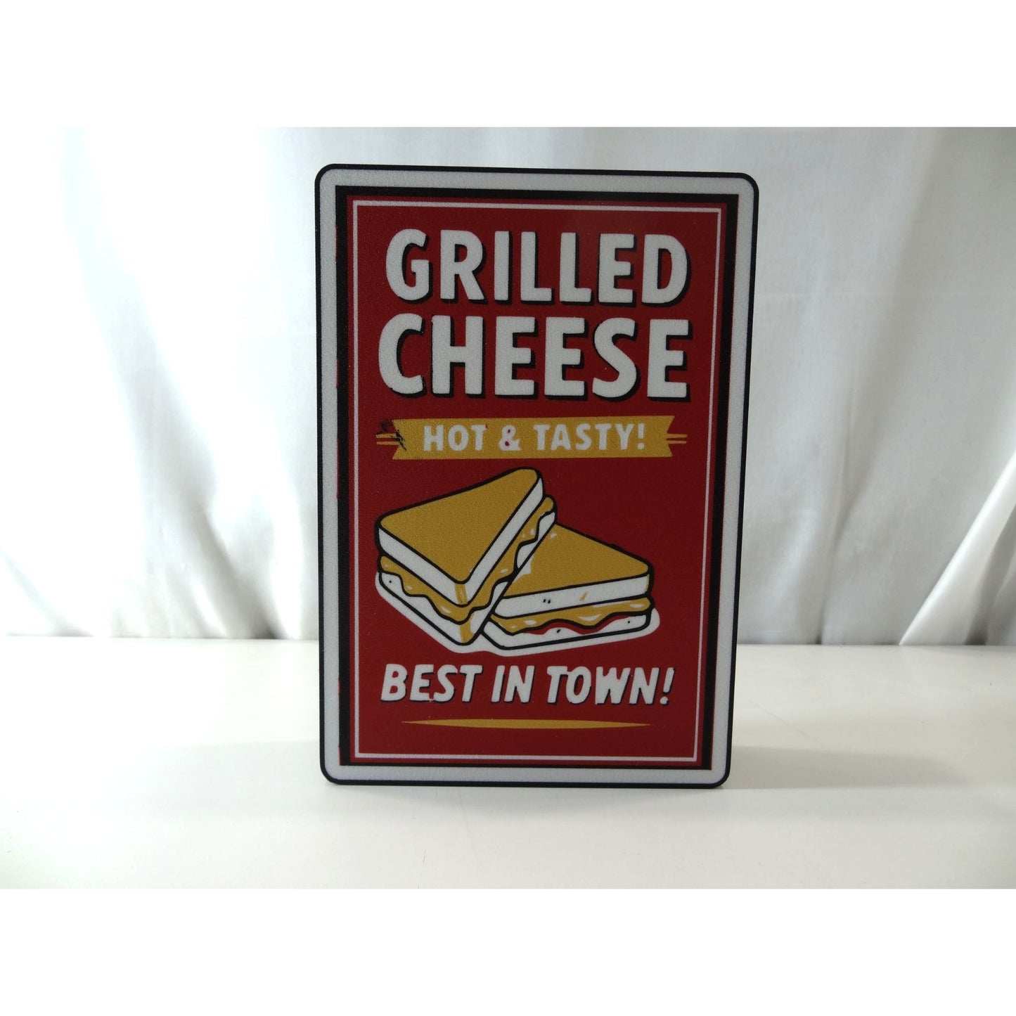 Grilled Cheese "Hot & Tasty" Retro Lightbox Sign | 10"x7" retro LED Wall Decor | USB-Powered Restaurant or Kitchen Art