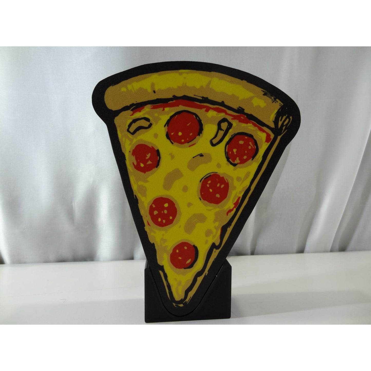 Pizza Slice LED Light 10" | Yellow & Red Acrylic Table Lamp with Stand | USB Powered Neon Desk Sign for Kitchen, Pizzeria, & Gaming Room Decor