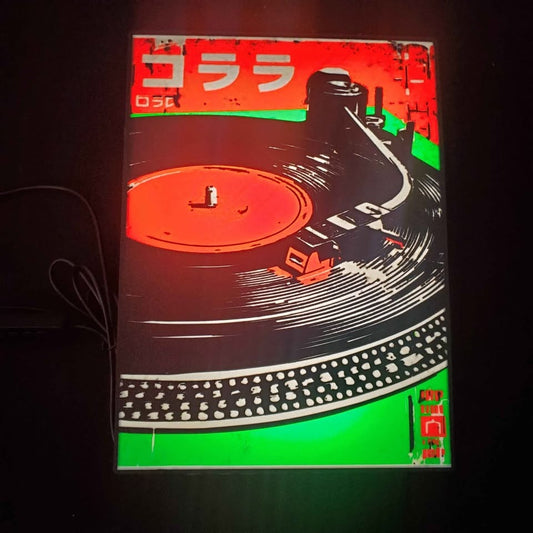 LED Light Up Turntable Wall Art DJ Decor