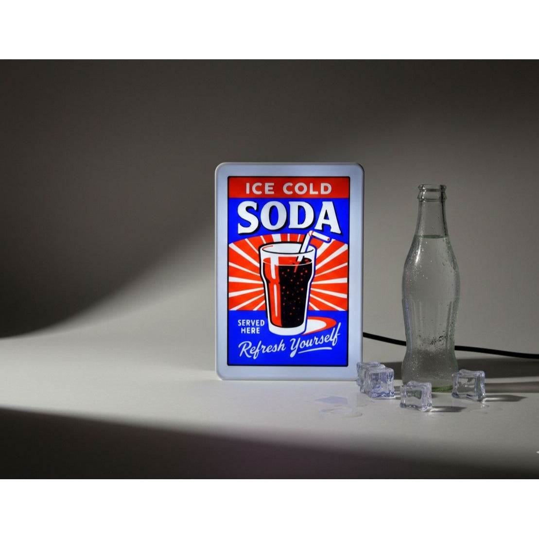Ice Cold Soda LED Sign | Retro Diner Wall Art & Bar Decor - $39.99