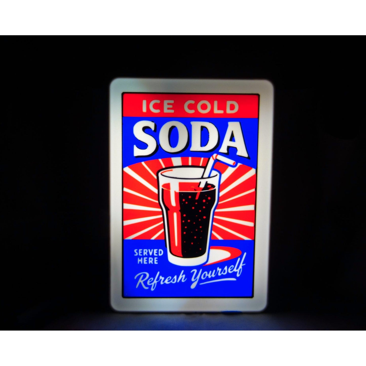 Ice Cold Soda LED Sign | Retro Diner Wall Art & Bar Decor - $39.99