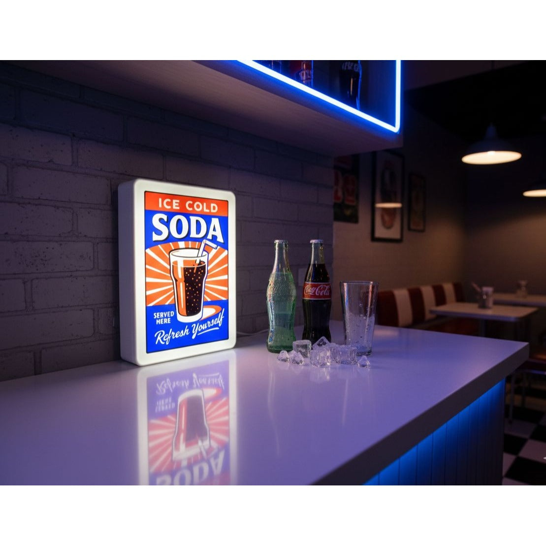 Ice Cold Soda LED Sign | Retro Diner Wall Art & Bar Decor - $39.99