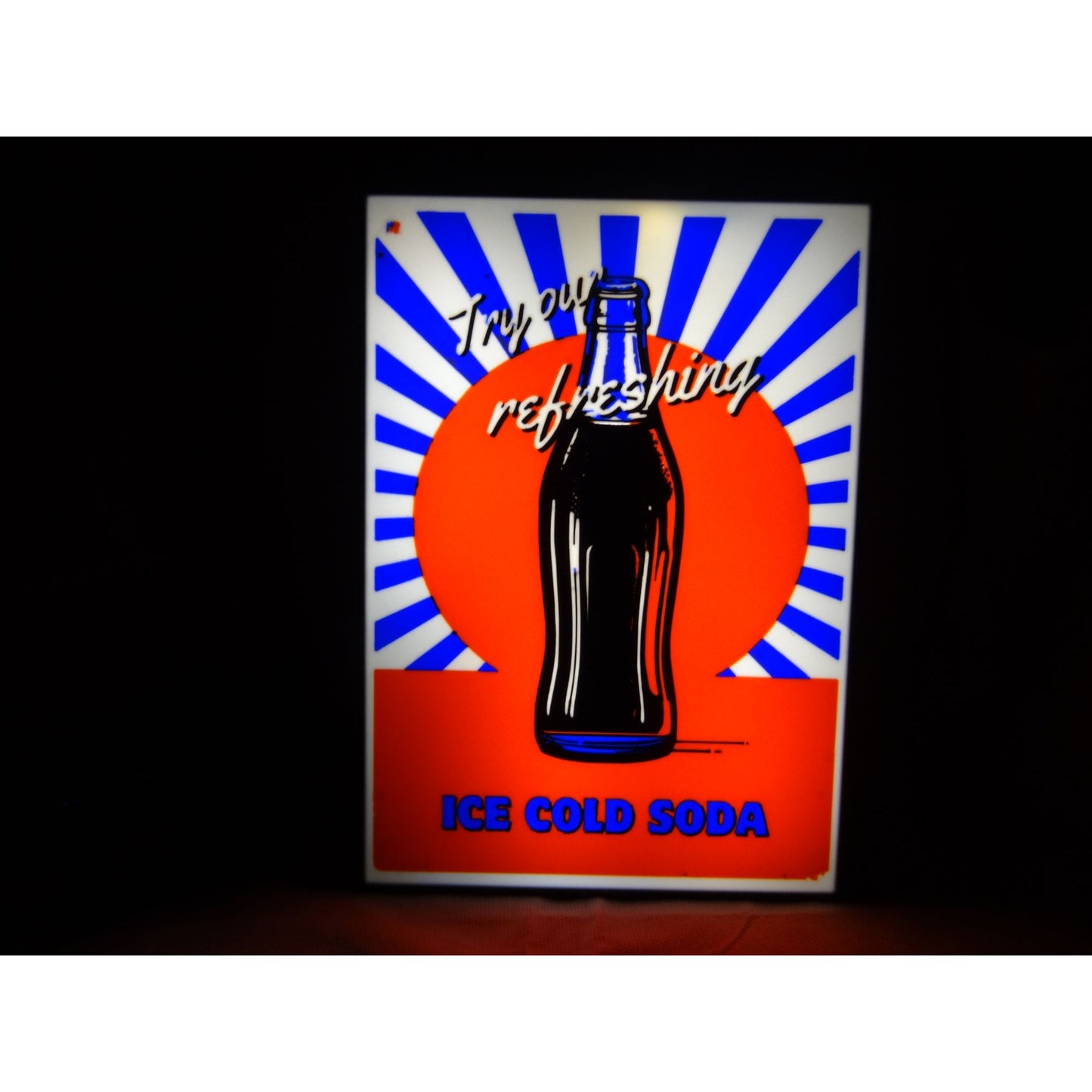 "Ice Cold Soda" LED Sign - Retro Man Cave & Bar Decor