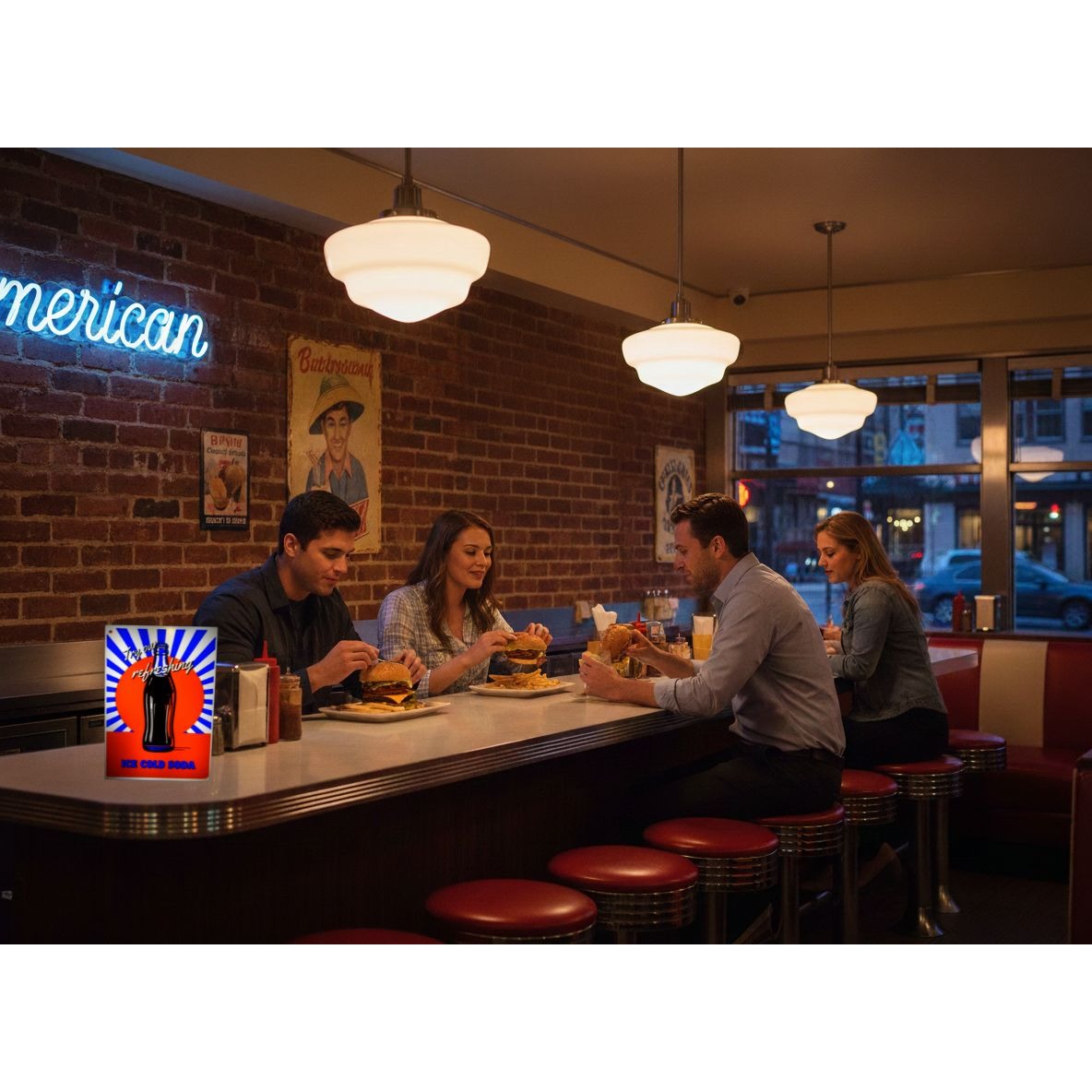 "Ice Cold Soda" LED Sign - Retro Man Cave & Bar Decor