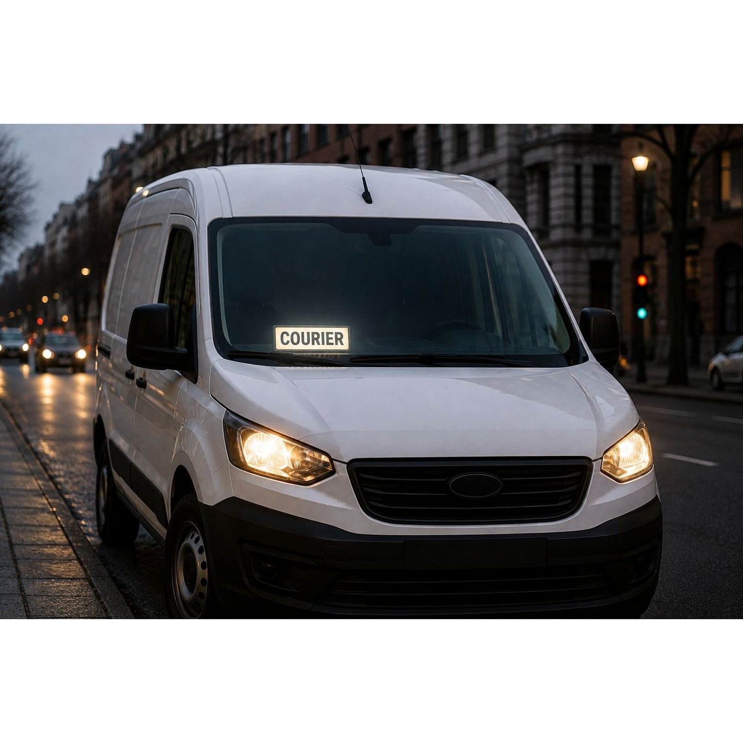 LED Courier Sign for Van & Car Dashboard – 5V USB Powered Lighted Delivery Sign, Bright Nighttime Visibility, Easy Dash Mount Illuminated