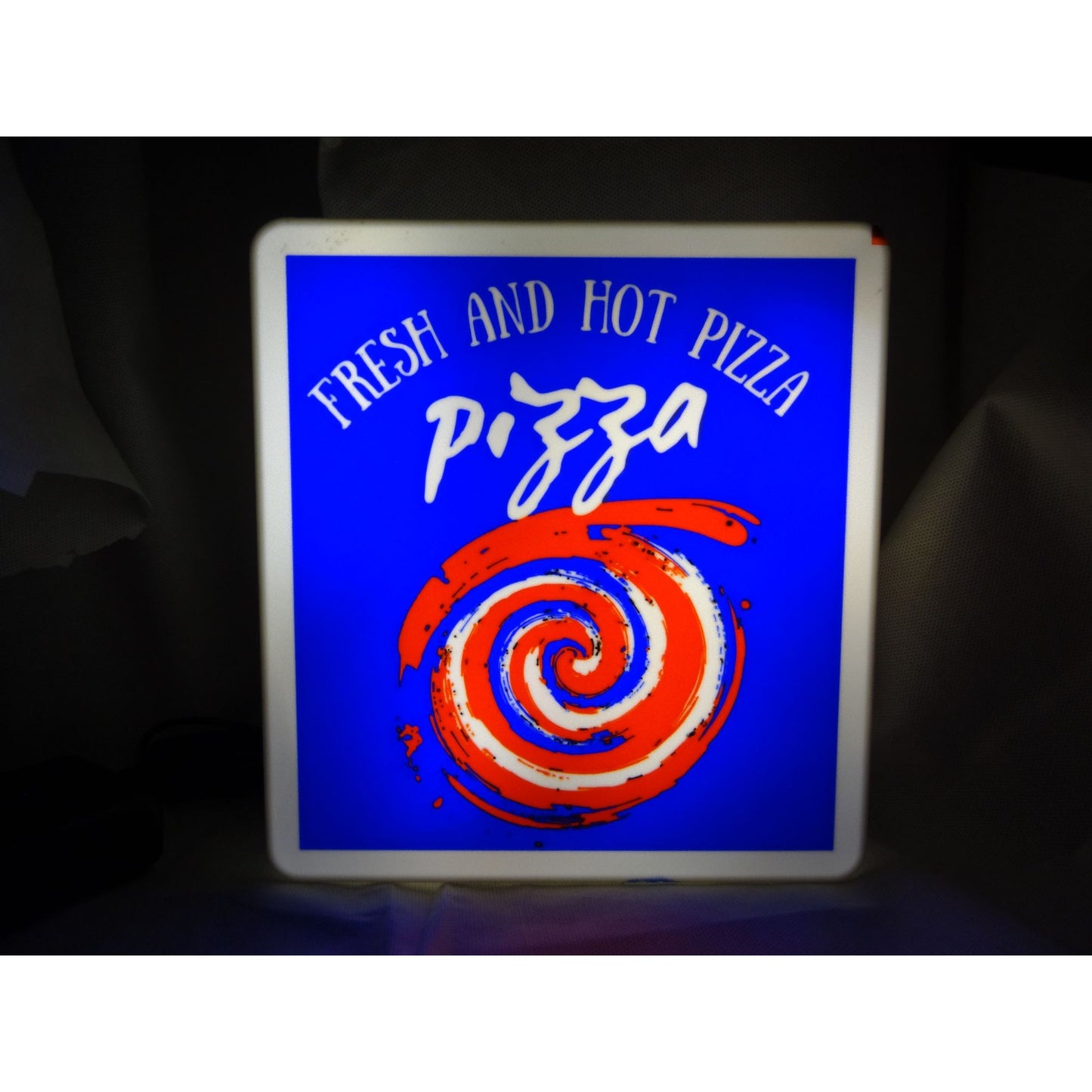 "Fresh & Hot" Pizza LED Light-Up Wall Sign (10"x10") – Electric Illuminated Pizzeria Decor, Food Truck Sign & Kitchen Night Light