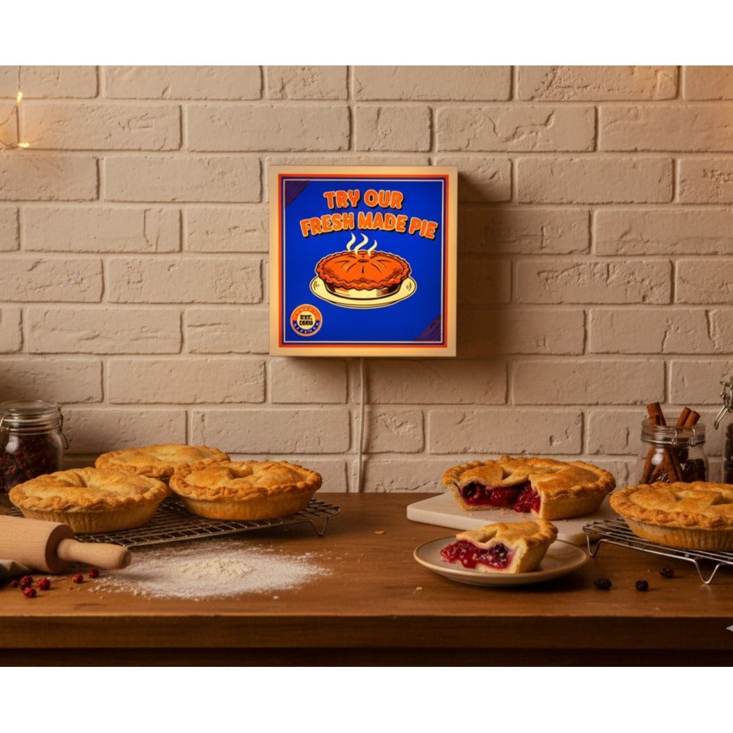 "Fresh Made Pie" LED Diner Sign - Retro Kitchen Wall Decor