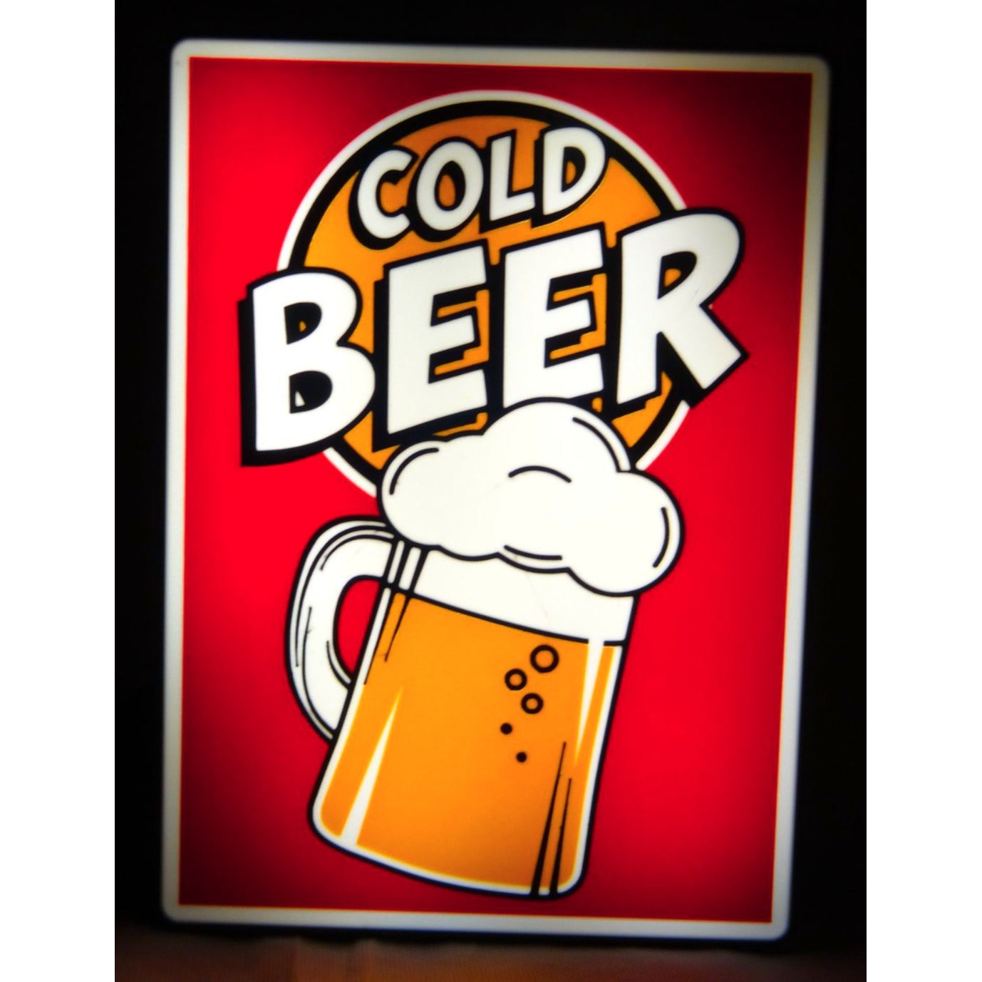 "Cold Beer" LED Light-Up Sign (Approx. 8"x10") – USB Powered Bar Sign, Man Cave Wall Decor & Home Pub Lightbox