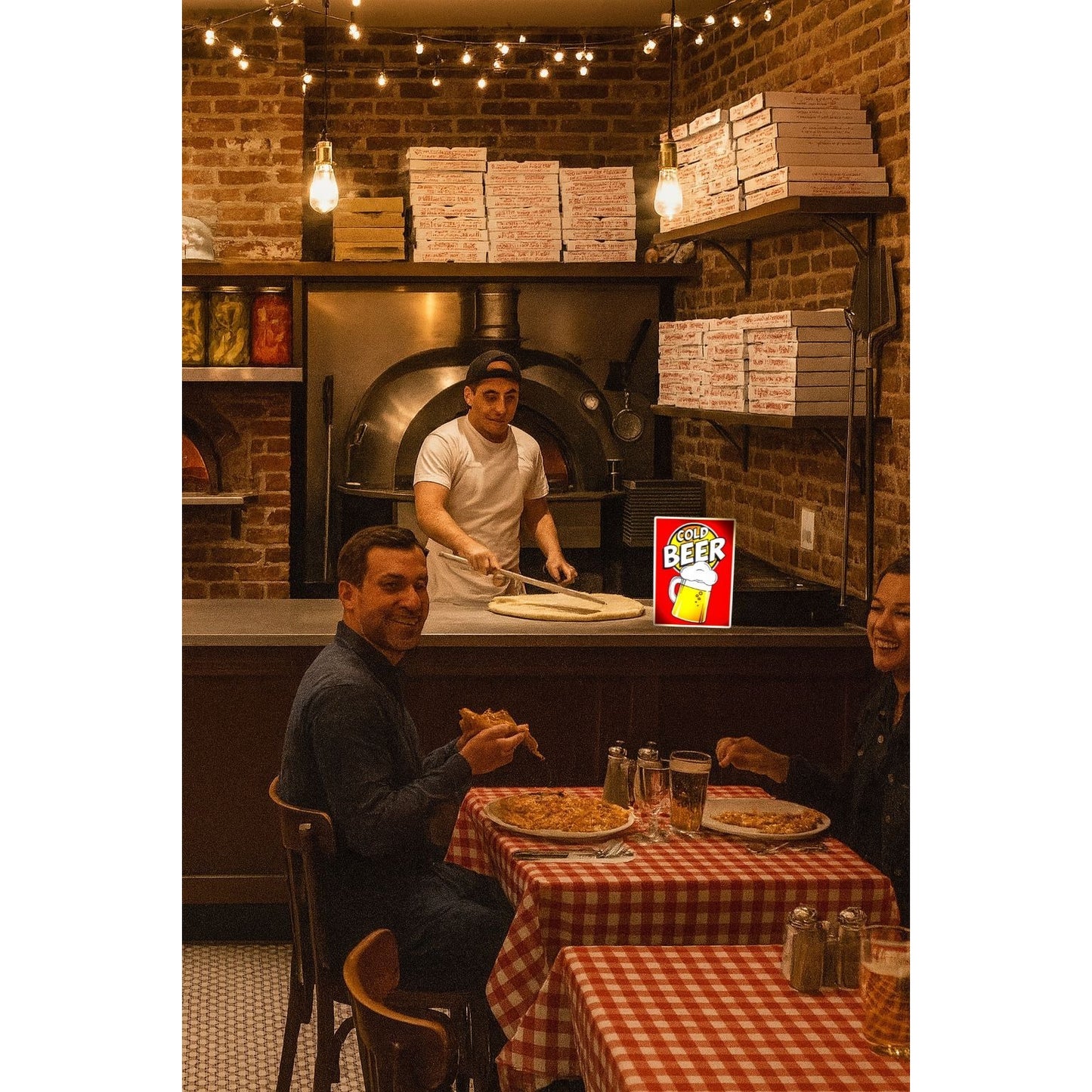 "Cold Beer" LED Light-Up Sign (Approx. 8"x10") – USB Powered Bar Sign, Man Cave Wall Decor & Home Pub Lightbox