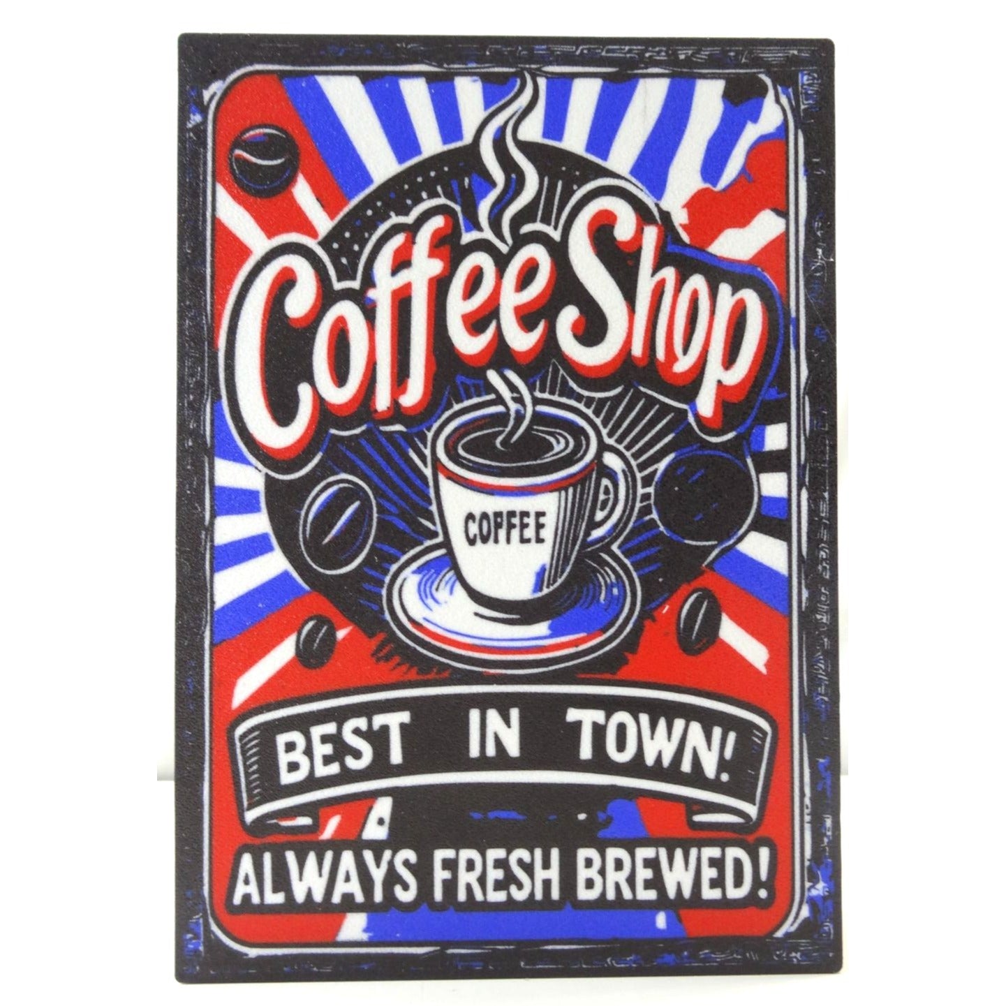 Retro LED Coffee Shop Sign (10"x7") – "Best In Town! Always Fresh Brewed!" Lightbox for Cafe, Kitchen & Home Bar