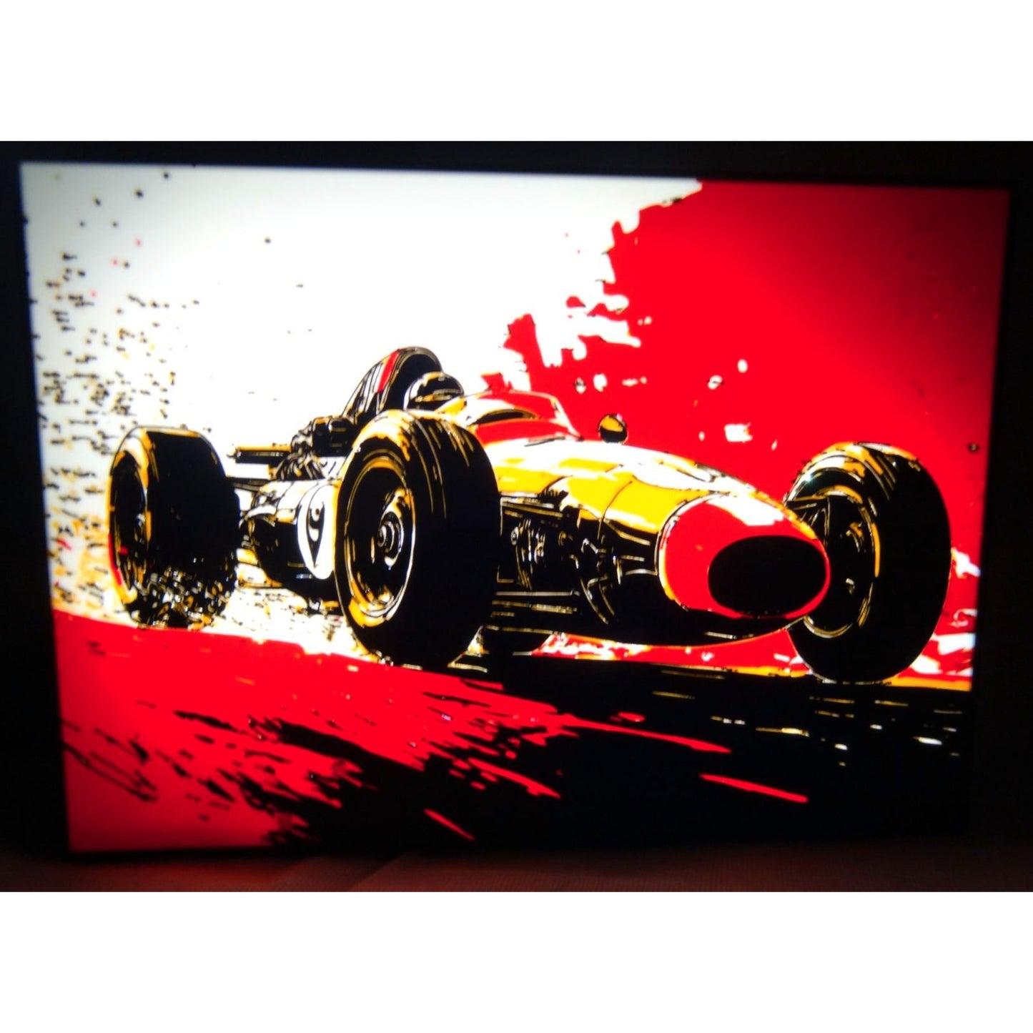 Retro Race Car LED Light Wall Art With USB Connection