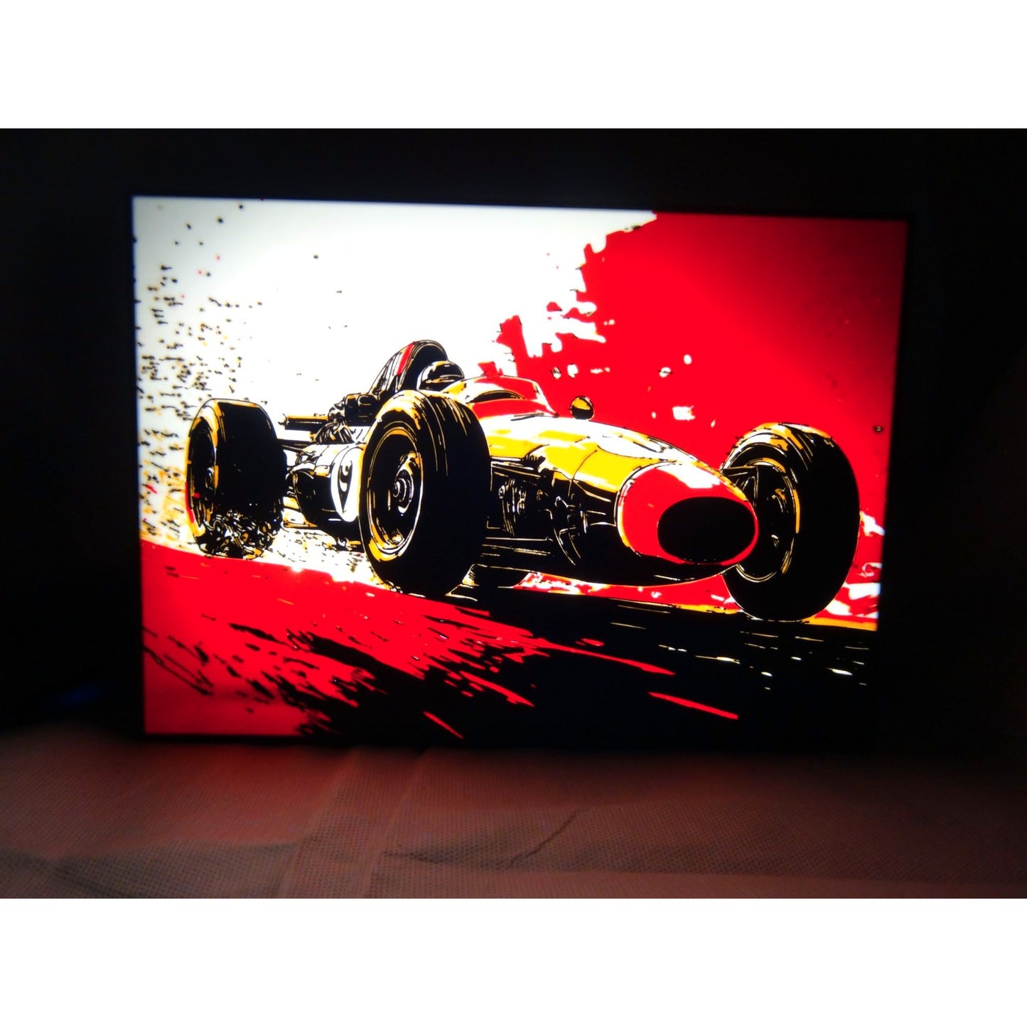 Retro Race Car LED Light Wall Art With USB Connection