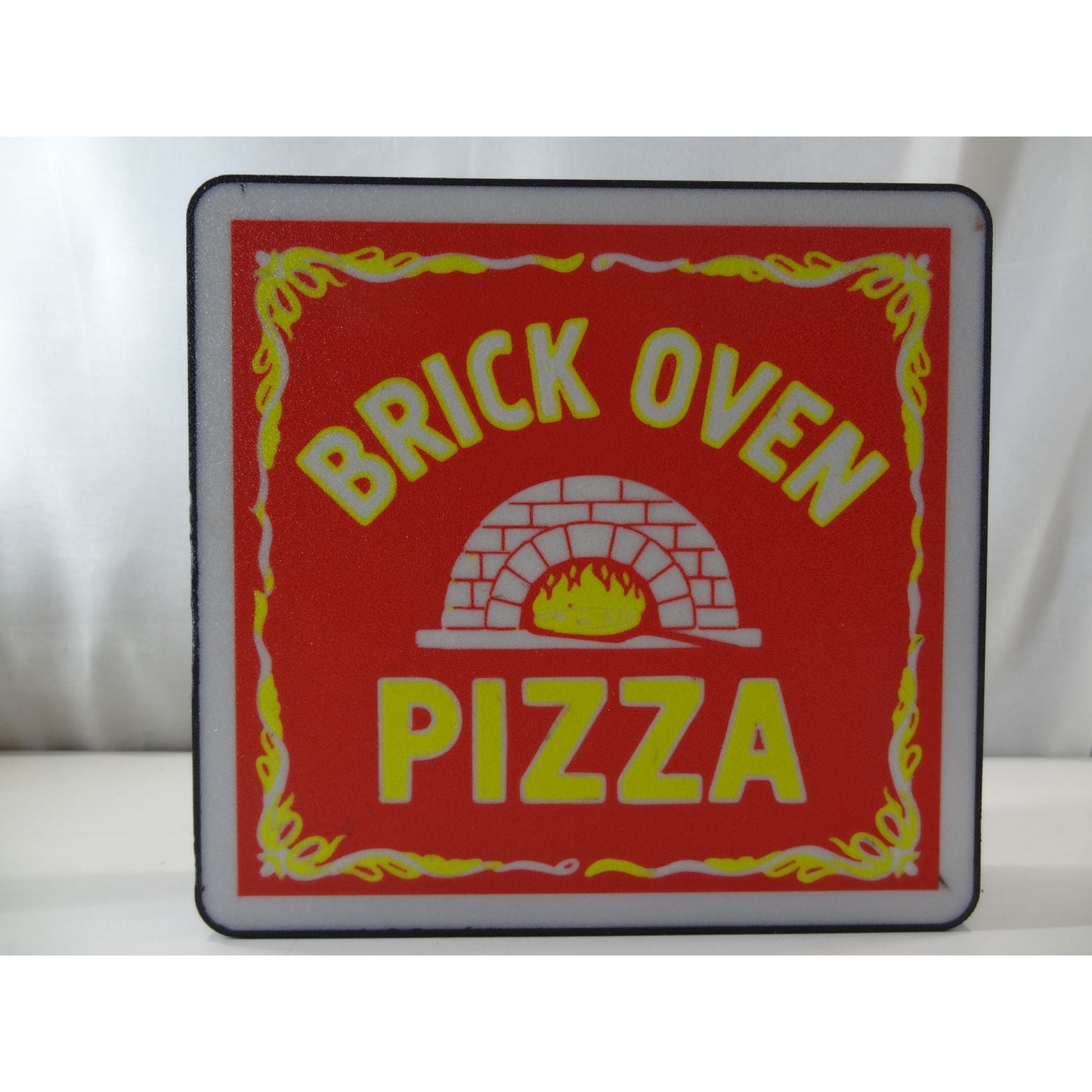 "Brick Oven Pizza" LED Wall Sign (10"x10") – Wood-Fired Pizzeria Decor, Retro Italian Lightbox & Kitchen Night Light