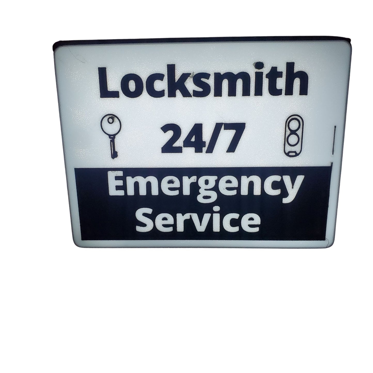 Locksmith 24/7 Emergency Service LED Car Sign (6.5"x4.5") – USB Powered Lighted Vehicle Dashboard Display
