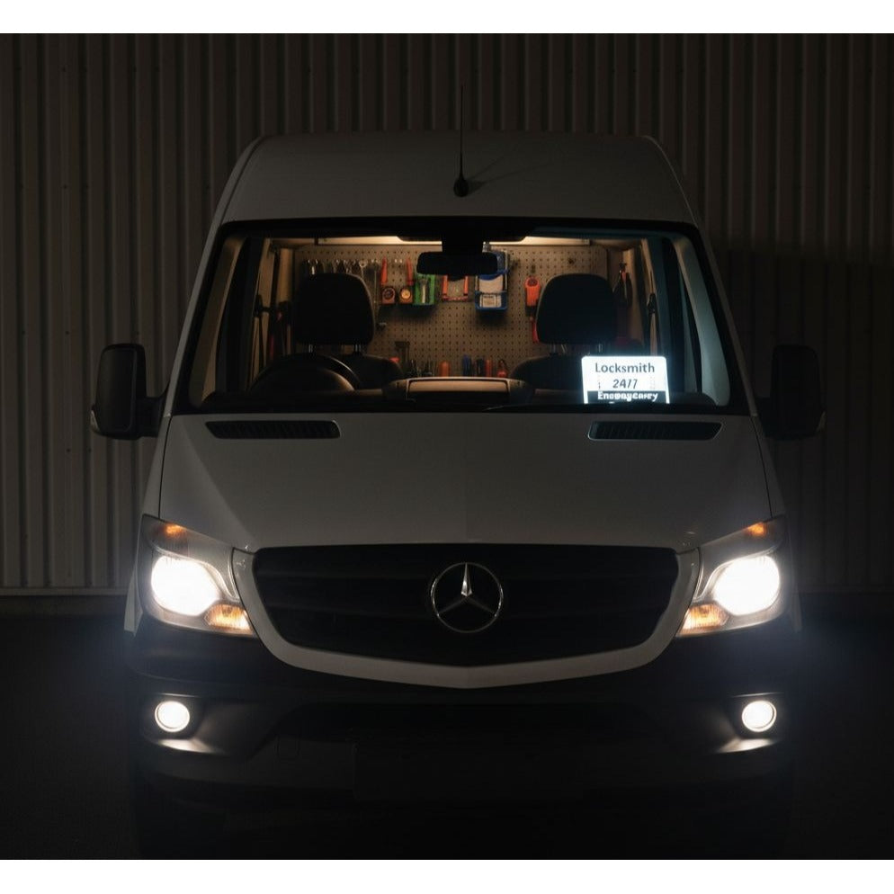 Locksmith 24/7 Emergency Service LED Car Sign (6.5"x4.5") – USB Powered Lighted Vehicle Dashboard Display