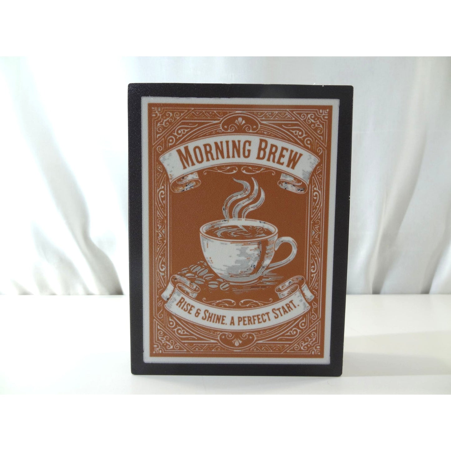 "Morning Brew" LED Coffee Light Box (10"x7") – USB Powered Wall Art with Adjustable Brightness for Kitchen & Cafe Decor