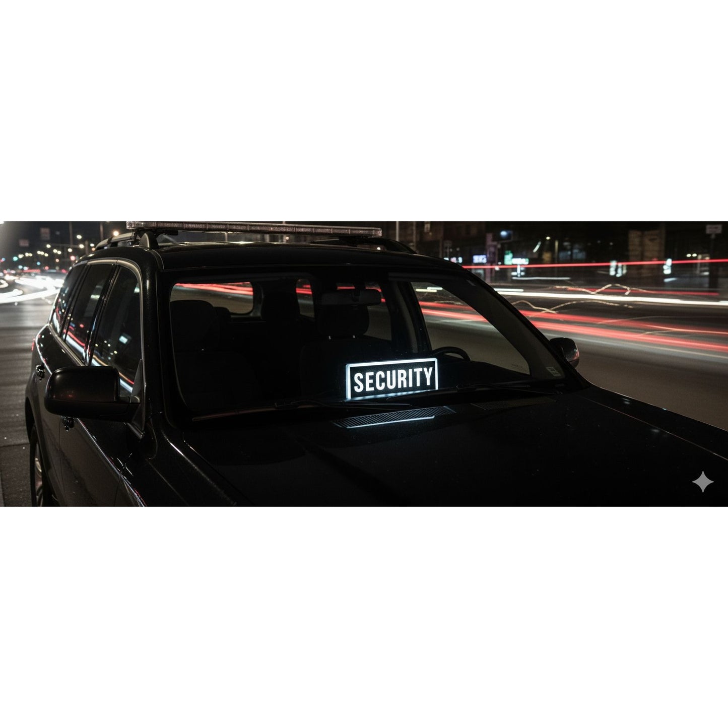 Security LED Car Dashboard Sign (7.5"x3") – Illuminated Patrol Vehicle Plaque for Nighttime Visibility & Private Guard Service