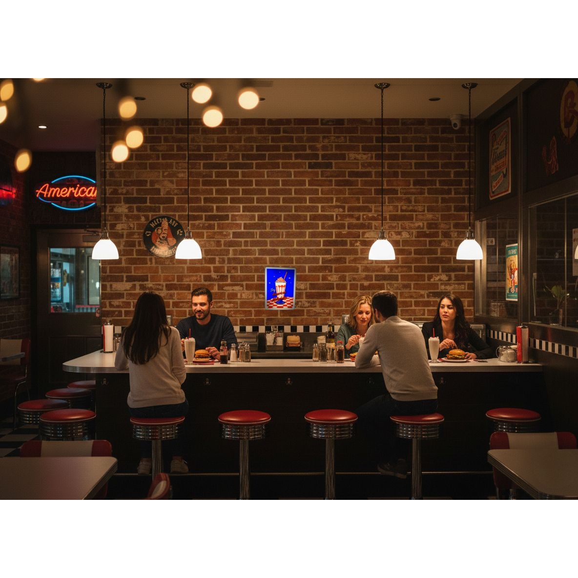 Retro American Milkshake LED Light-Up Sign | 10"x7" Vintage Diner Decor