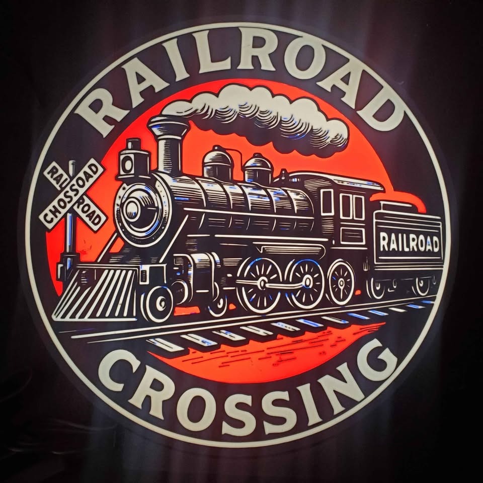 Railroad Crossing Train lighted Sign Decor