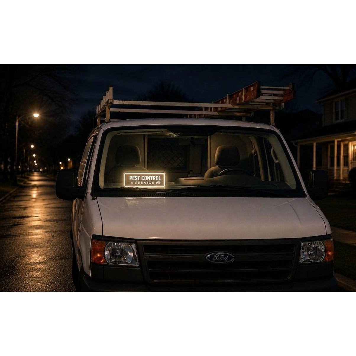 PEST CONTROL LED Sign for Truck & Van Dashboard | Made in USA, 5V USB Powered Light Up