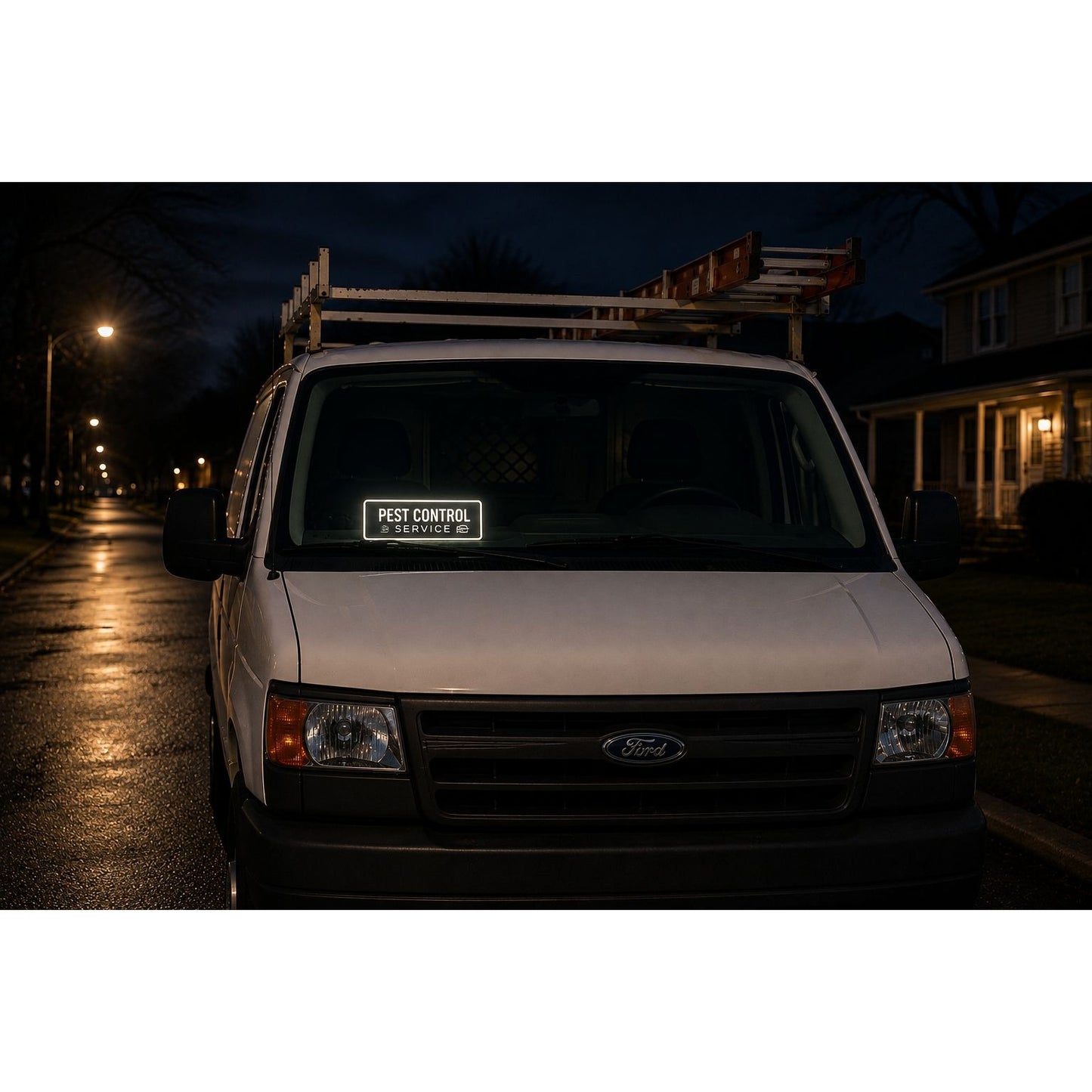 PEST CONTROL LED Sign for Truck & Van Dashboard | Made in USA, 5V USB Powered Light Up