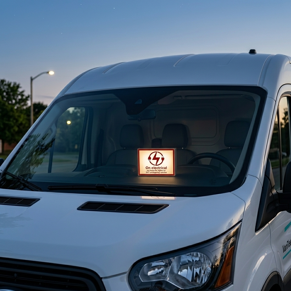 Custom Illuminated Service Van Dashboard Lightbox - 24/7 Emergency Logo Sign for Plumbers & Electricians, HVAC