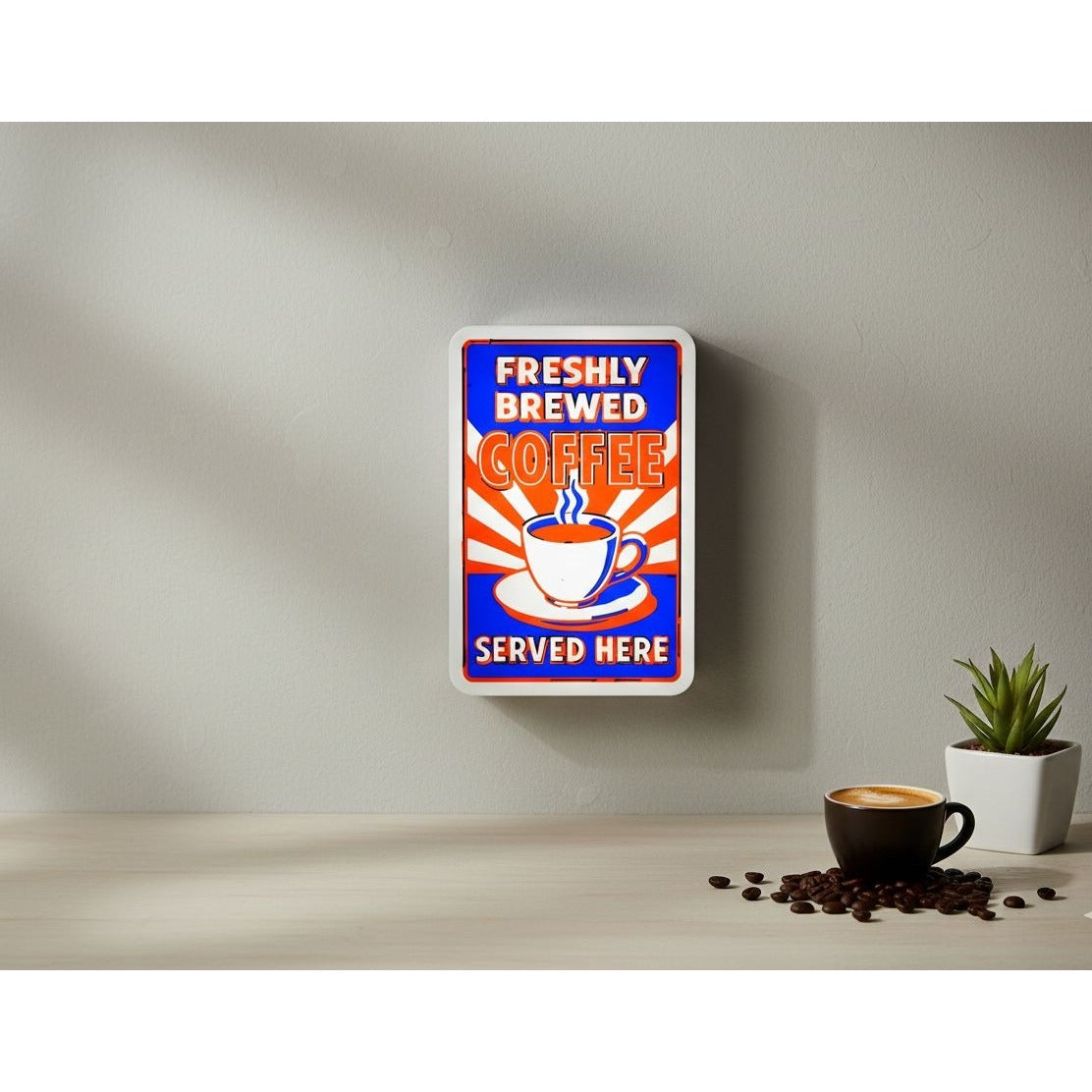 "Coffee Served Here" LED Sign - Vintage Cafe & Kitchen Decor