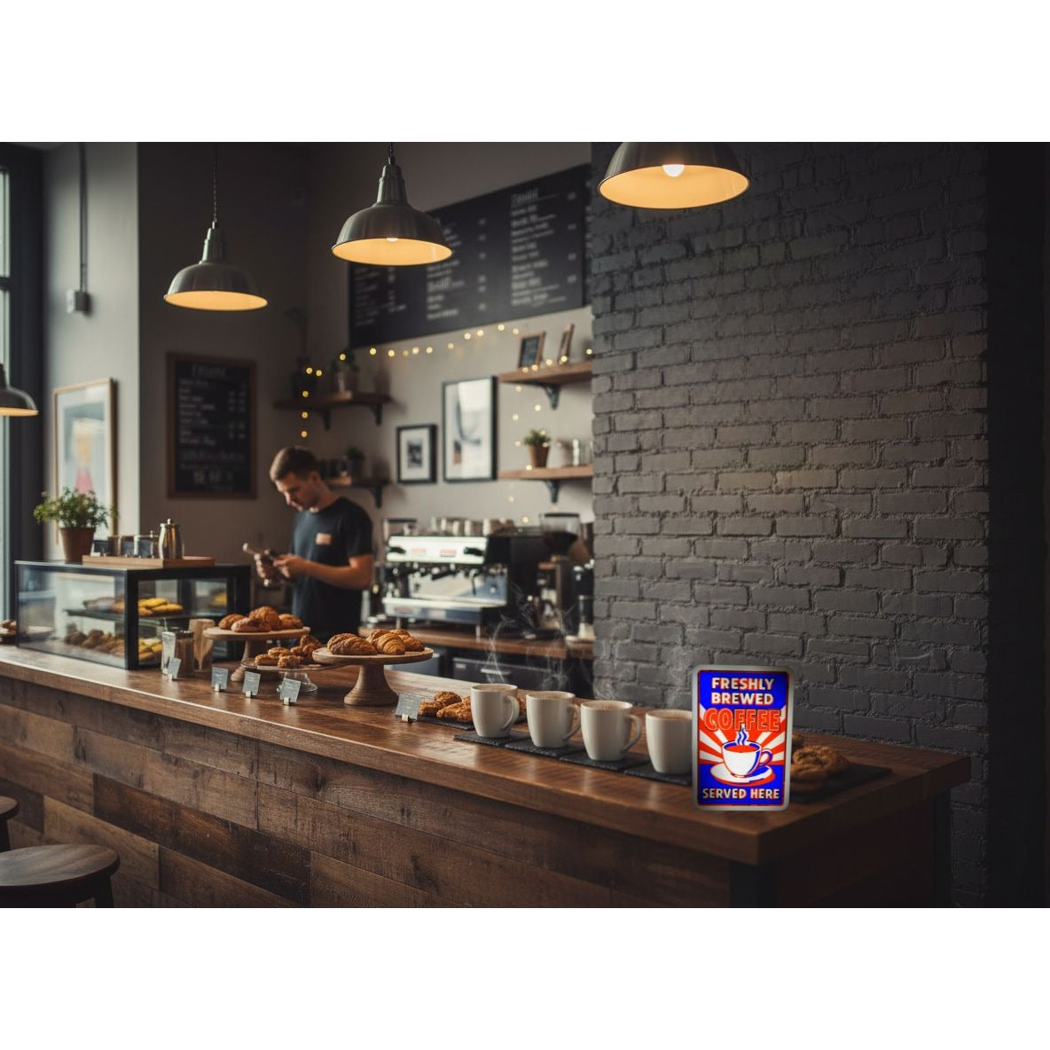 "Coffee Served Here" LED Sign - Vintage Cafe & Kitchen Decor