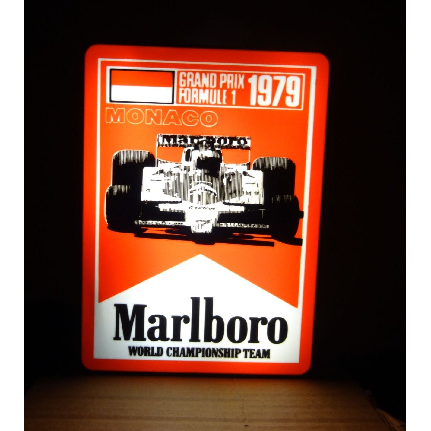 Marlboro Grand Prix Formula 1 1979 Monaco Racing Light-Up Sign light box with dimmer switch