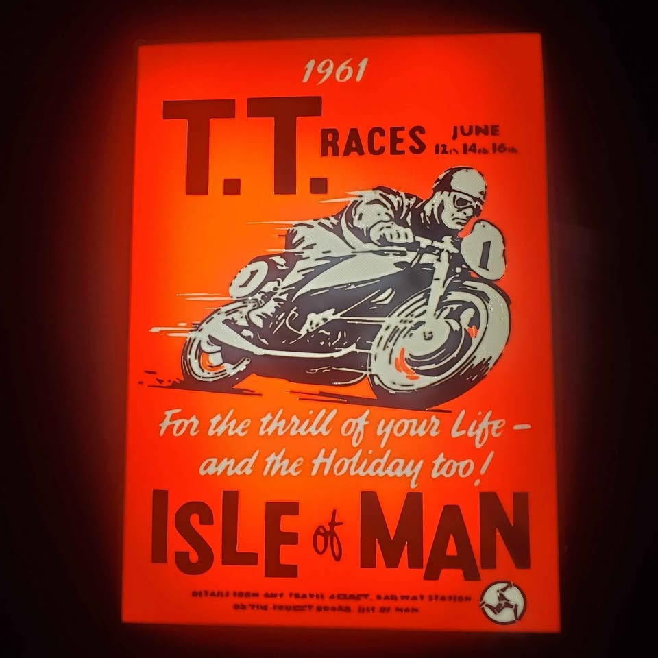 1961 TT Races Isle of Man Motorcycle Light Box