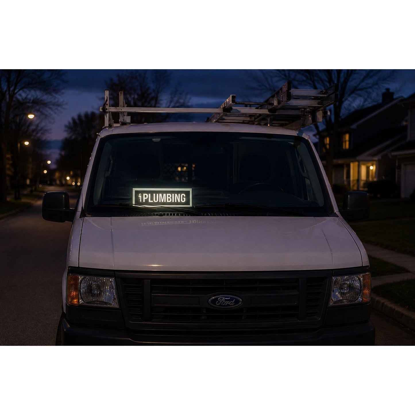 PLUMBING LED Sign for Truck & Van Dashboard | Made in USA, 5V USB Powered Light Up