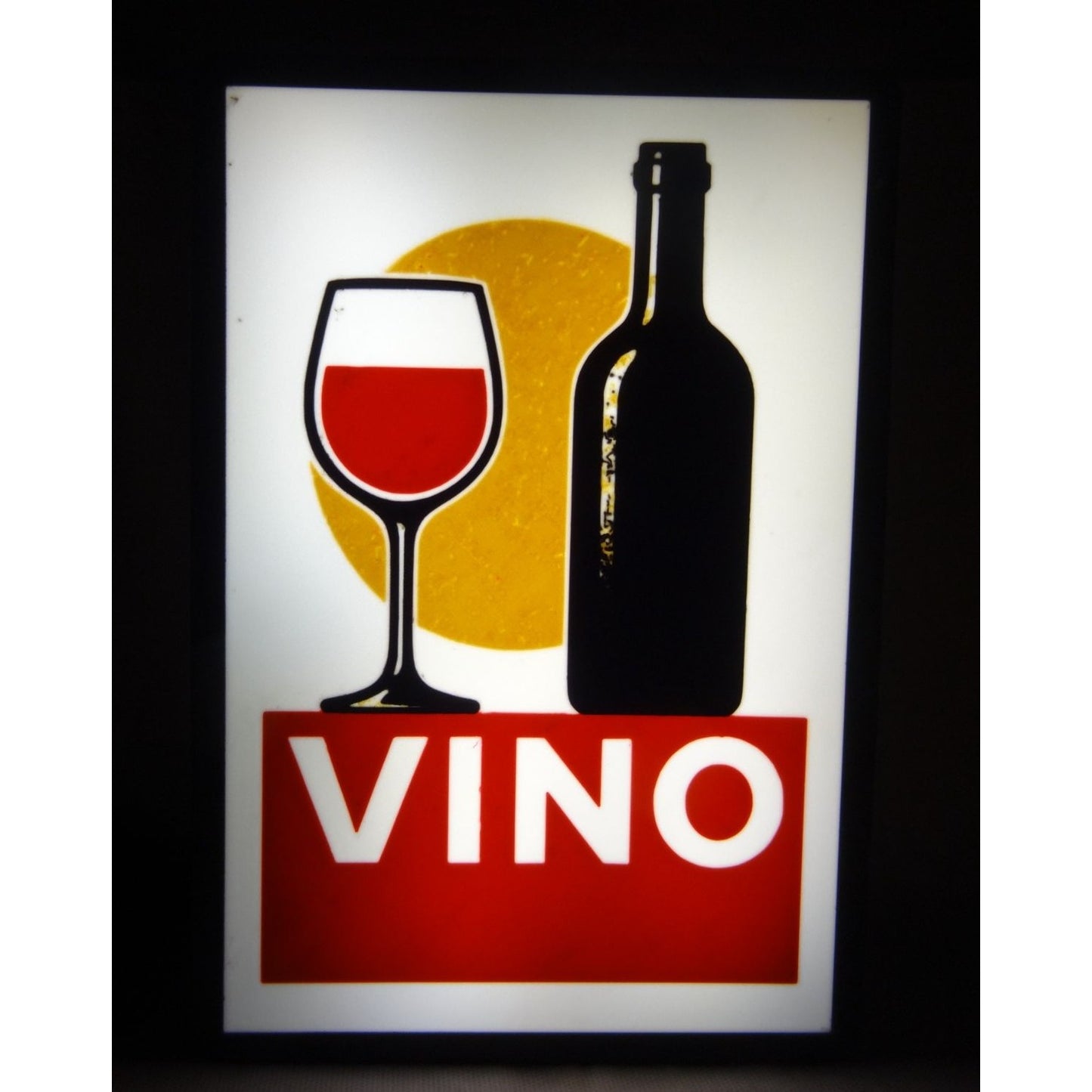 Vino Wine-Themed Light-Up LED Wall Sign 10"x7" | Red Wine Bottle & Glass Bar Decor | Durable PLA Kitchen Art