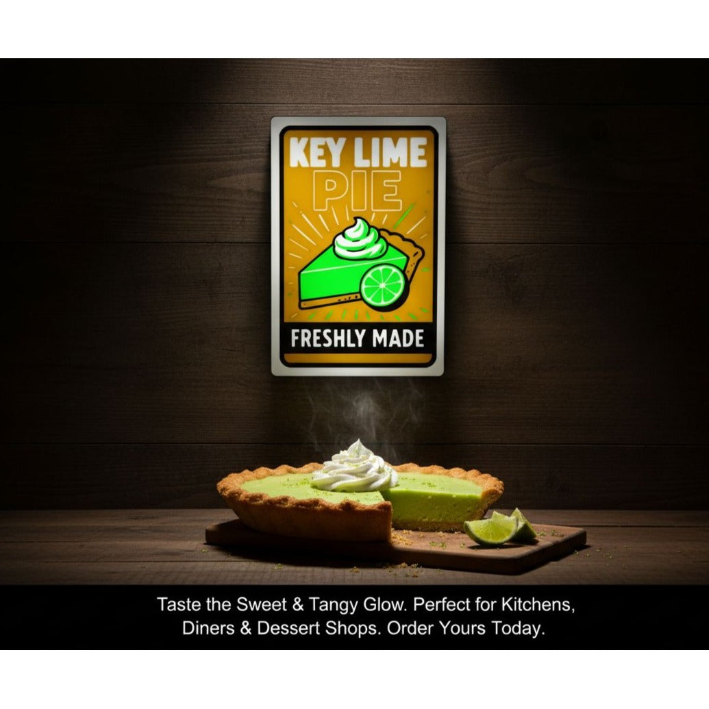 "Key Lime Pie Freshly Made" LED Light-Up Sign (10"x7") – Retro Dessert Lightbox for Diner, Cafe & Kitchen Decor