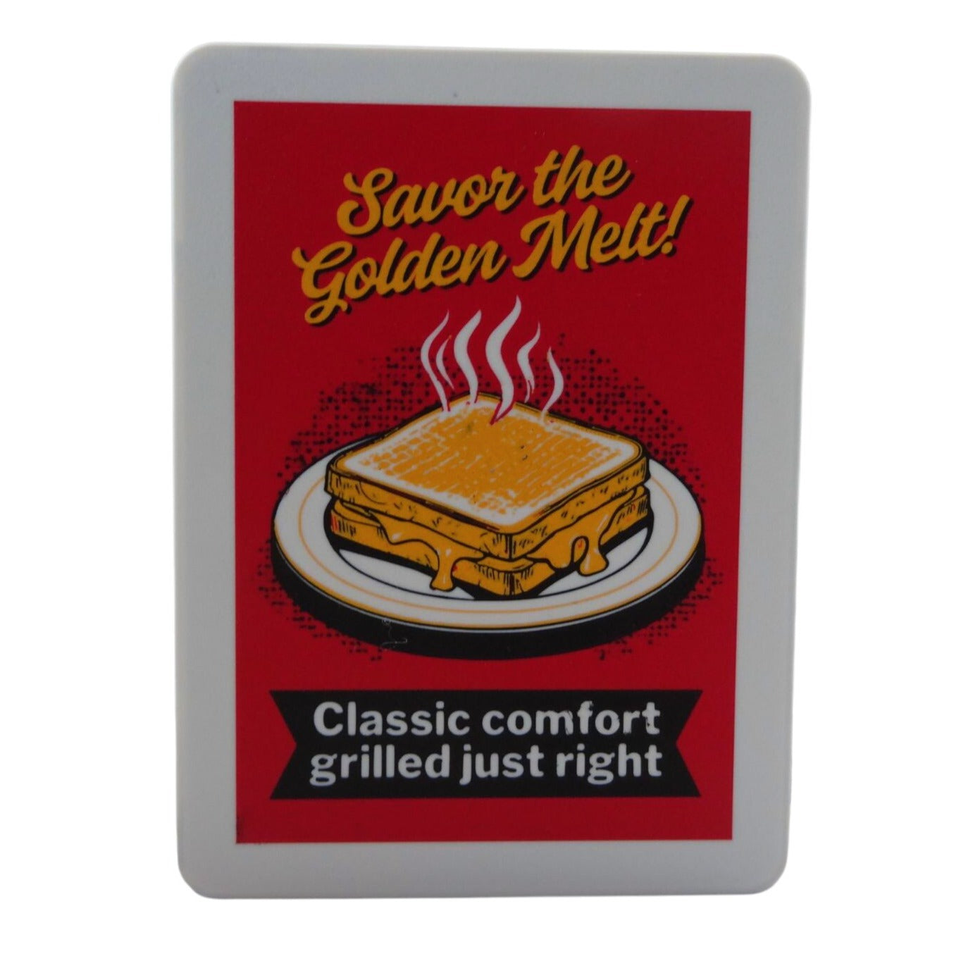 Grilled Cheese "Savor The Golden Melt" LED Backlit Retro Sign | 10"x7" Wall Art Decor | Red & Yellow Diner Style Pylon