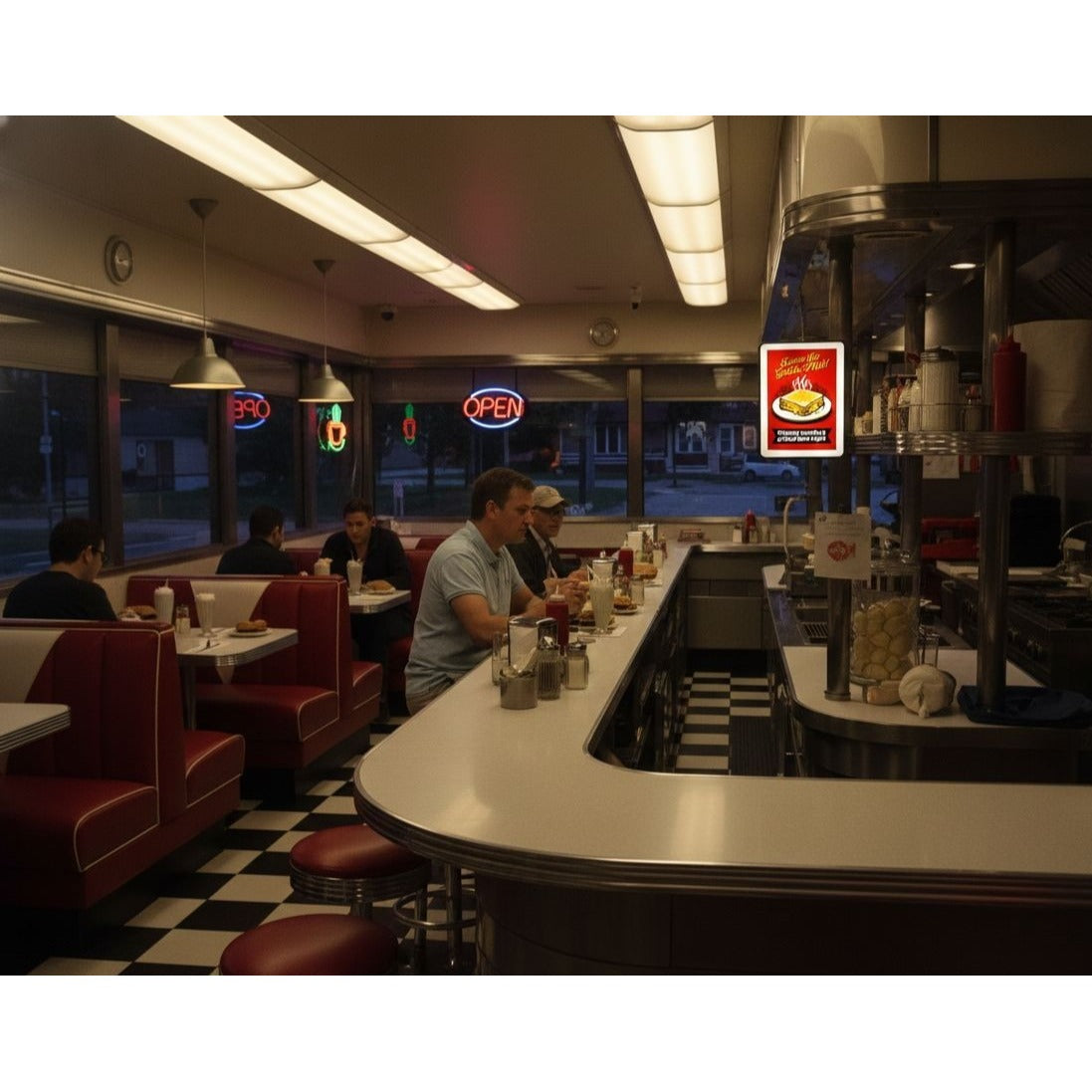 Grilled Cheese "Savor The Golden Melt" LED Backlit Retro Sign | 10"x7" Wall Art Decor | Red & Yellow Diner Style Pylon