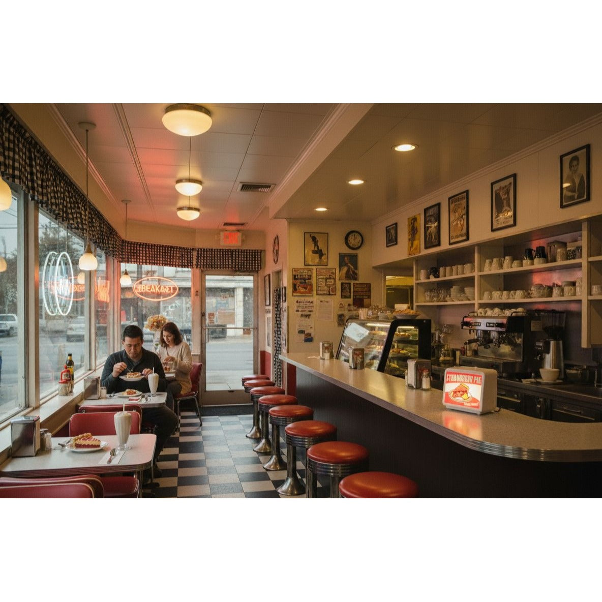 Retro Strawberry Pie LED Light-Up Sign (Approx. 10"x7") – Bakery, Diner & Home Kitchen Dessert Wall Decor