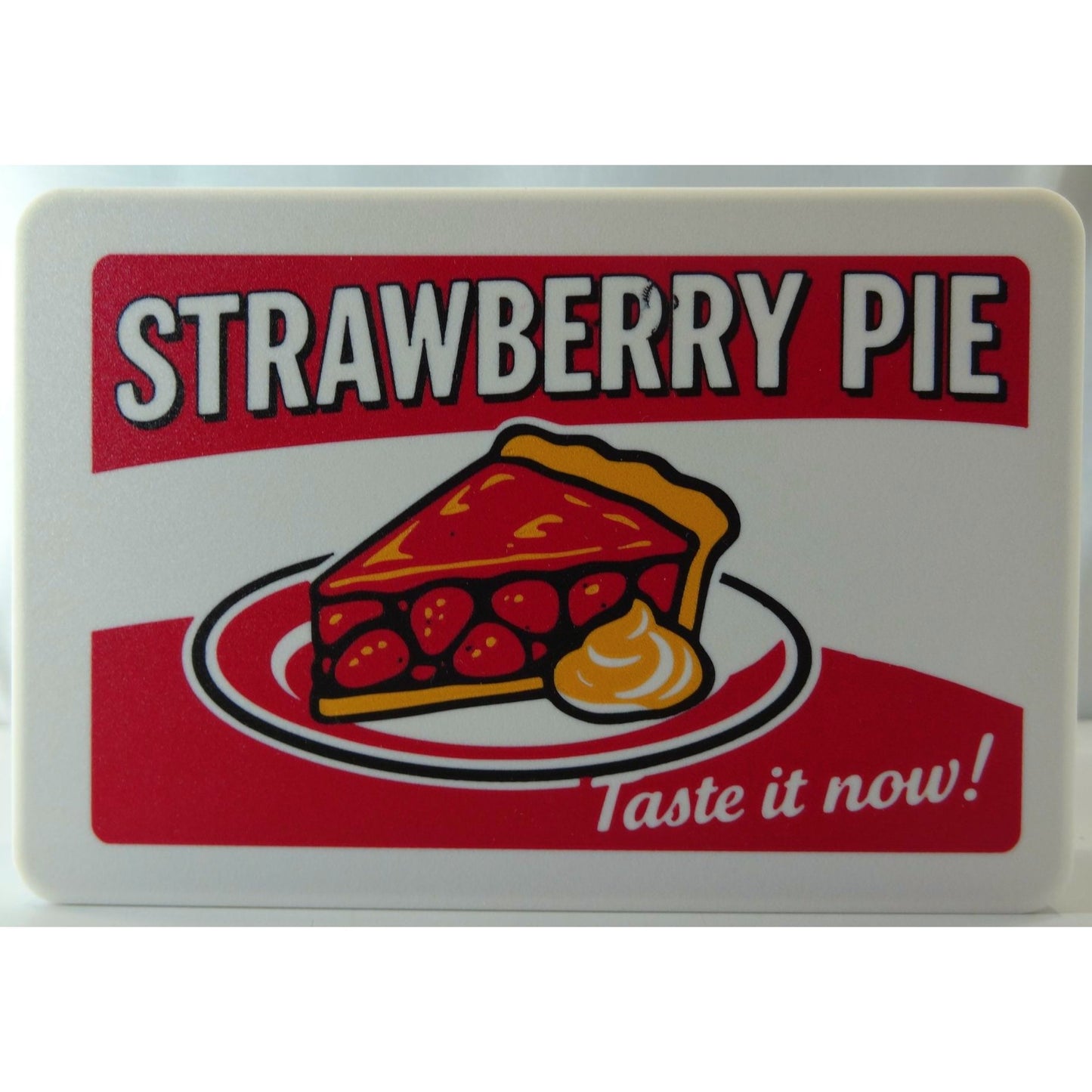 Retro Strawberry Pie LED Light-Up Sign (Approx. 10"x7") – Bakery, Diner & Home Kitchen Dessert Wall Decor