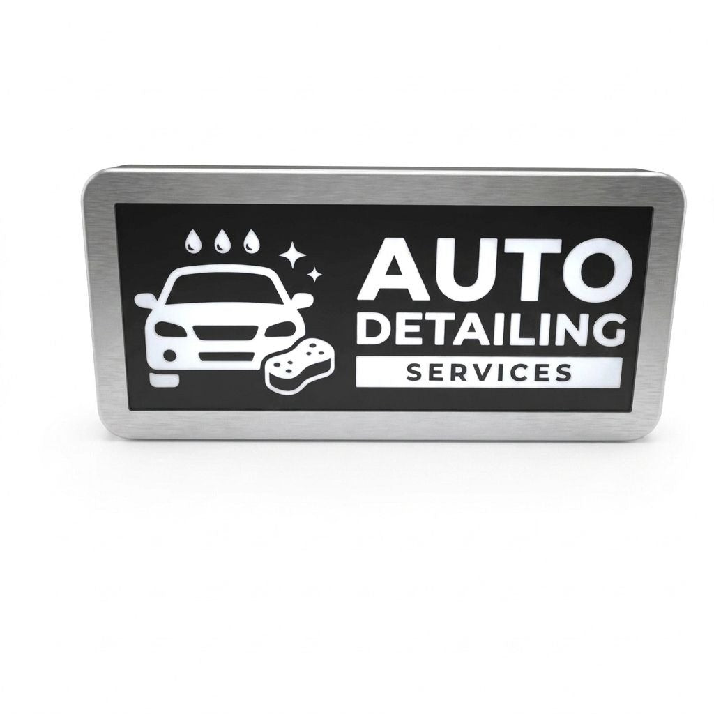 AUTO DETAILING LED Sign for Van & Truck Dashboard | Made in USA, 5V USB Powered Light Up