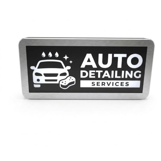 AUTO DETAILING LED Sign for Van & Truck Dashboard | Made in USA, 5V USB Powered Light Up