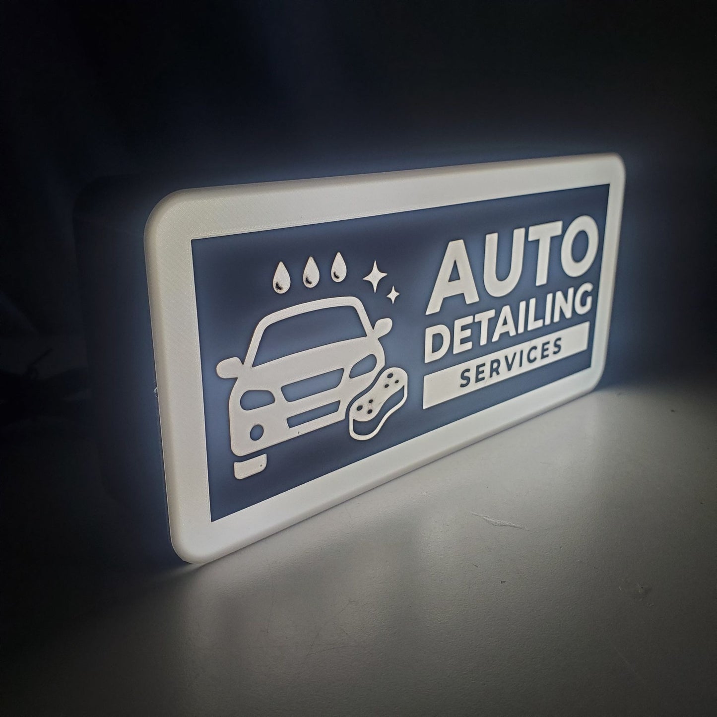 AUTO DETAILING LED Sign for Van & Truck Dashboard | Made in USA, 5V USB Powered Light Up