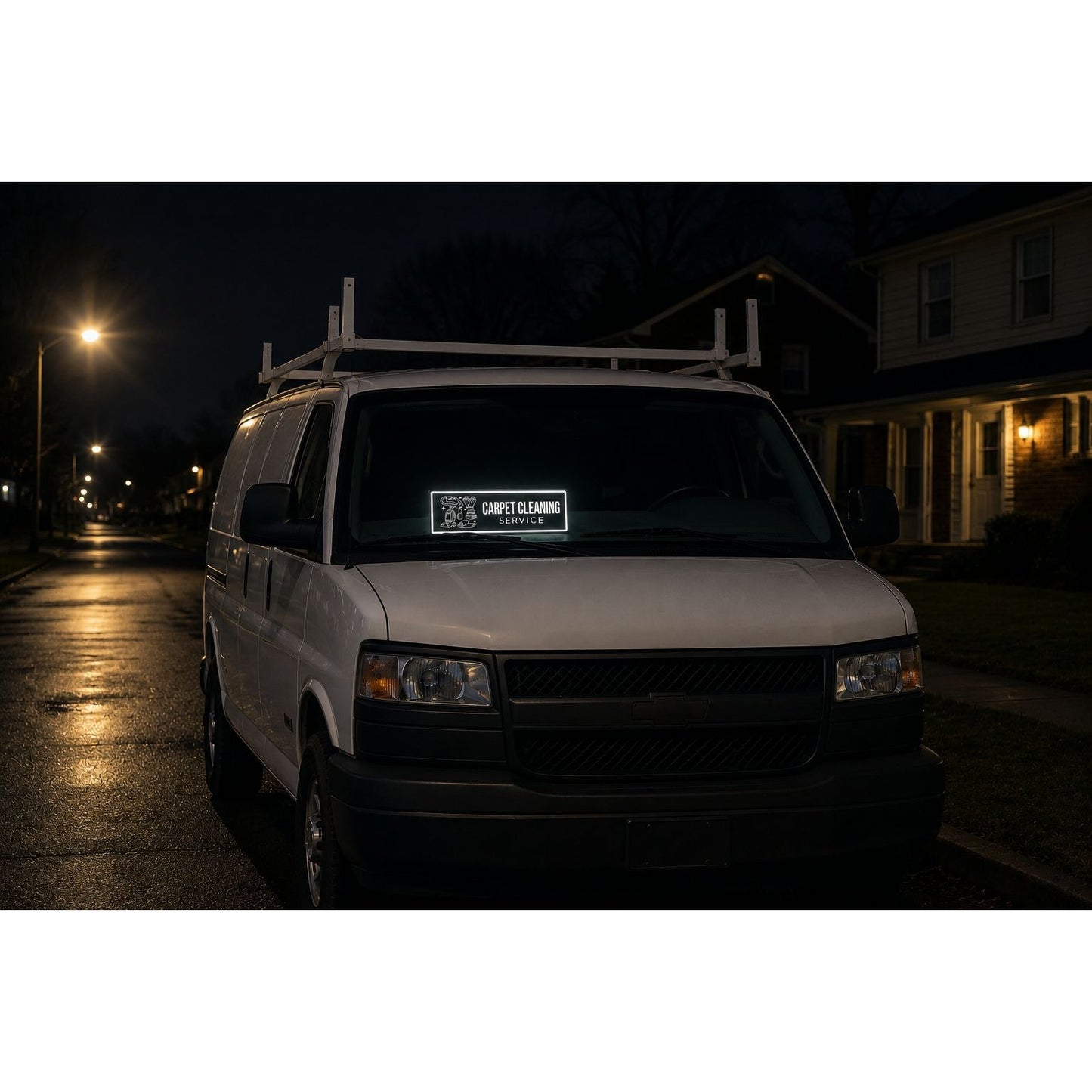 Carpet Cleaning Service Illuminated LED Windshield Light Box Sign | Made in USA