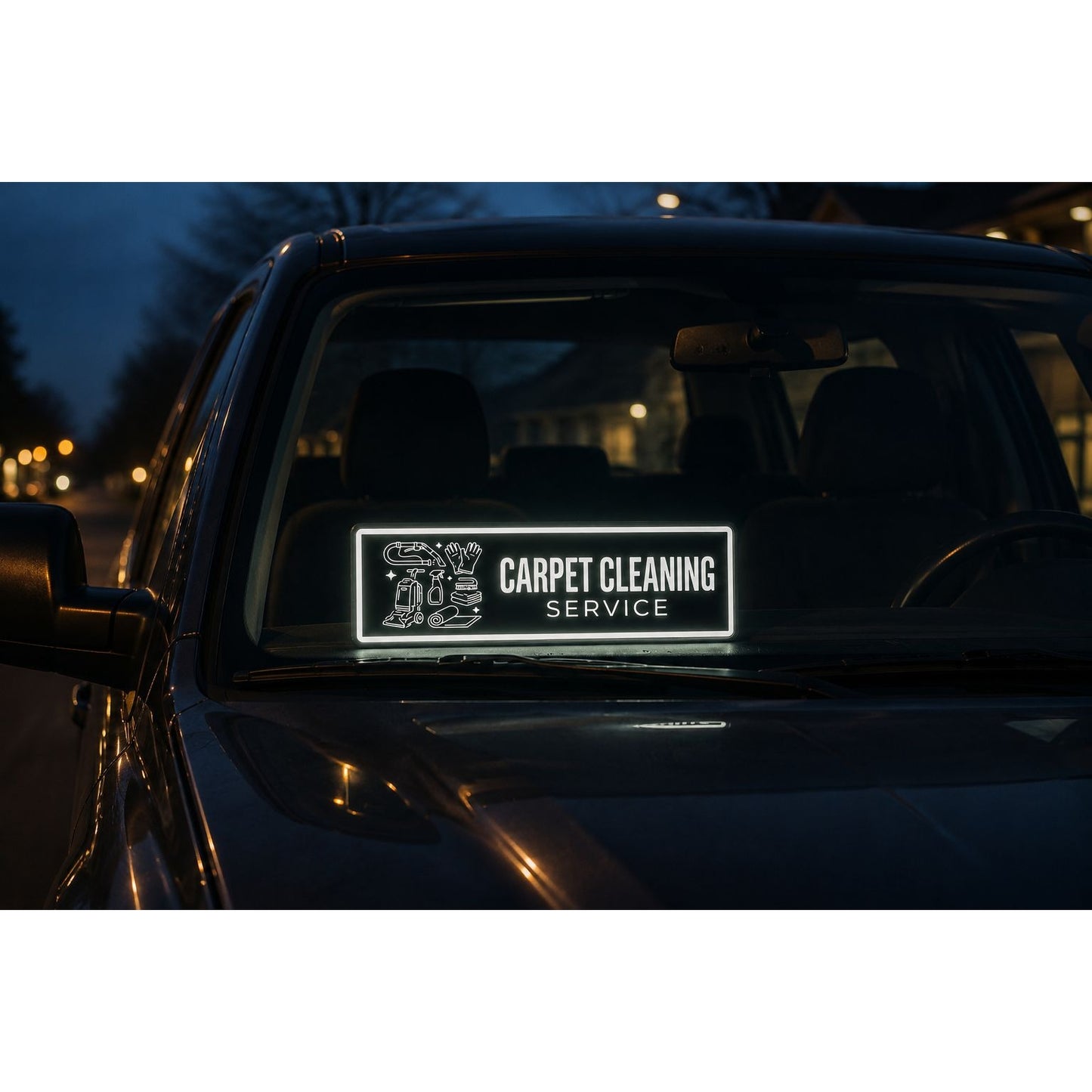 Carpet Cleaning Service Illuminated LED Windshield Light Box Sign | Made in USA